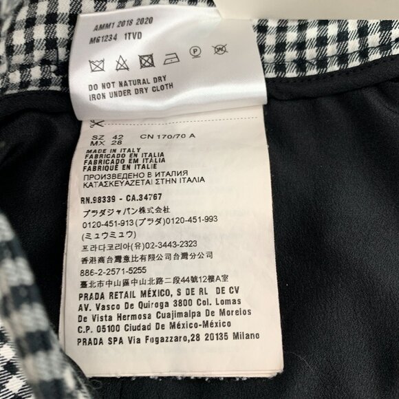 Miu Miu Womens Black & White Houndstooth Check Skirt With Pink Logo Embroidery S - Picture 4 of 9